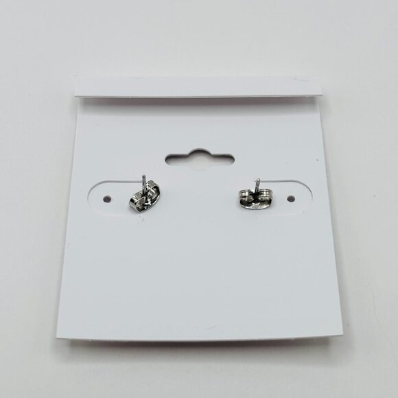 Lori’s Gifts Silver Tone Butterfly Stud Earrings Rhinestone Accent Sensitive Ear - Picture 4 of 4